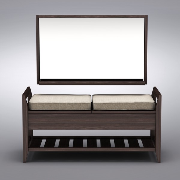 furniture 3d model - Addison Storage Bench with Cushions + Mirror by dddshop